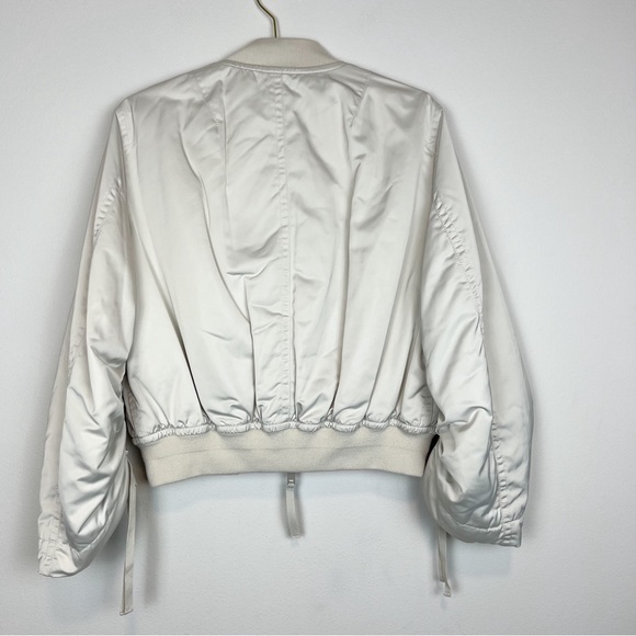 Vince Ruched Sleeve Satin Parachute Bomber Jacket Chalet Ivory Cream Size Small - Picture 12 of 16